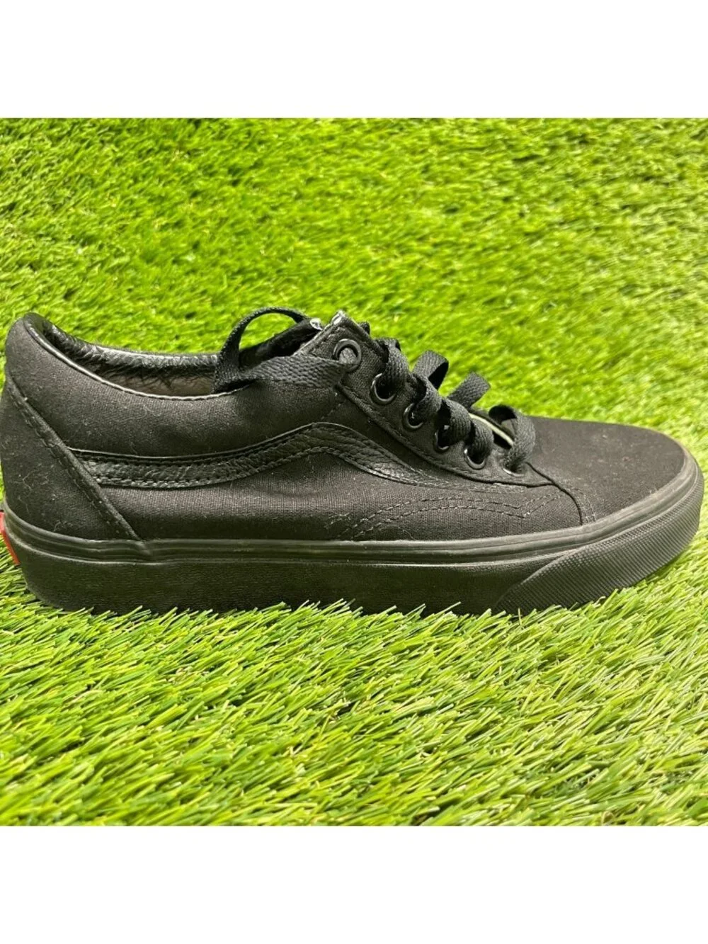 Vans Old Skool Womens Size 7.5 Triple Black Athletic Skateboard Shoes Sneakers